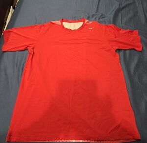 Nike Red Short-Sleeve Performance Tee with Small Swoosh
